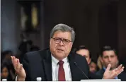  ?? NICHOLAS KAMM — GETTY IMAGES ?? Attorney General William Barr navigated his way through hostile questionin­g in part by quarreling over the meaning of words like “summary” and “suggest” and “fire.”