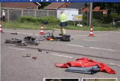  ?? FOTO MARC PEETERS ?? Zes fietsers werden van de weg gemaaid.