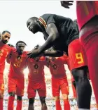  ??  ?? Romelu Lukaku issues a teamtalk to his fellow Belgium players