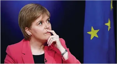  ??  ?? Thoughtful: Nicola Sturgeon at yesterday’s public discussion with EU nationals