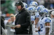  ?? SETH WENIG — THE ASSOCIATED PRESS ?? Detroit Lions head coach Dan Campbell watches play during Sunday’s road victory over the New York Jets.