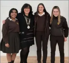  ??  ?? Mary Doyle Kent with Loreto Wexford Transition Year students Aneena Juddymon, Sarah Carroll and Grace Roche.