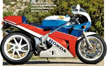  ??  ?? The RC30 was reverse-engineered from everything Honda had learned in racing