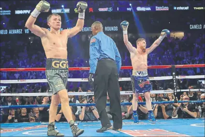  ?? FOTO: EFE ?? Dos vencedores. Así se vieron Golovkin y Canelo tras su pelea. Caldo de cultivo perfecto para una revancha