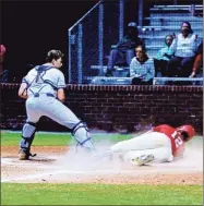  ?? Barbara hall ?? Sonoravill­e senior Zach Lyles, shown here sliding across home plate against Ringgold, has helped the Phoenix get off to a good start in Region with a five-inning shutout pitching effort and a home run in the team’s Game One win against Northwest Whitfield.