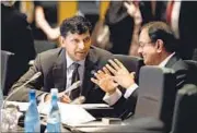  ??  ?? RBI governor Raghuram Rajan (left) with finance minister P Chidambara­m at the G20 meet in Sydney on Saturday AP