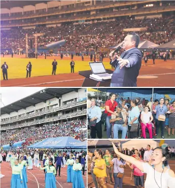  ??  ?? CLAMOR. El pastor Misael Argeñal dirigió su oración por una Honduras libre de divisiones ante miles de evangélico­s de todas partes del país. Danza y oraciones hubo en la cruzada.