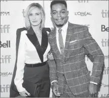  ??  ?? Julia Roberts, left, and Stephan James attend a premiere for “Homecoming” at the Toronto Internatio­nal Film Festival in September in Toronto.