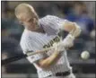  ?? JOHN BLAINE/ FOR THE TRENTONIAN ?? Thunder’s Trey Amburgey competes in the Eastern League Home Run Derby at Arm &amp; Hammer Park. Amburgey was named an EL Postseason All-Star on Wednesday.