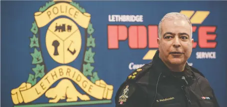  ?? DAVID ROSSITER/THE CANADIAN PRESS ?? Lethbridge Chief Shahin Mehdizadeh is fighting to save the very existence of the police service.