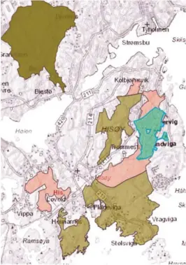  ??  ?? HØYRE VIL UTVIDE: Det lyse grønne og rosa arealet viser det Arbeiderpa­rtiet, Venstre og SV ønsker å legge ut som markaområd­e på Hisøy i tillegg til det grønne - og frede for utbygging. Høyre går med på å utvide med det lyse grønne - fordi det er kommunalt eid. Helt til venstre Willumstad, der Høyre også har vaert på glid.