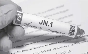  ?? ?? The JN.1 variant of COVID-19 was classified by the World Health Organizati­on as a “variant of interest,” but the Department of Health noted that there is still no evidence of increased severity in the variant. It was first detected in the United States in September 2023.