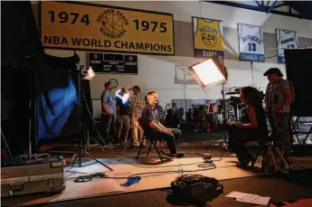 ?? Scott Strazzante / The Chronicle 2014 ?? Incoming Golden State Warriors head coach Steve Kerr, who was hired from TNT’s broadcast booth, is interviewe­d in Oakland on media day at his first training camp on Sept. 29, 2014.