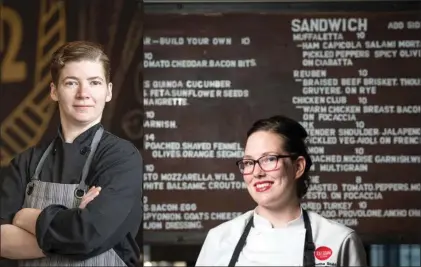  ??  ?? To make cooking that big feast go smoothly, Caitlin Mark (left) of H2 Rotisserie and Bar recommends keeping your kitchen free of “visual noise”; Tabatha Stahl of Railtown Cafe suggests making some dishes ahead of time (Jelger + Tanja photo).