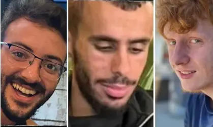  ?? ?? The IDF named the hostages as (left to right) Alon Shamriz, Samer El-Talalqa and Yotam Haim. Composite: handout