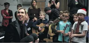  ?? Photo: Julie Heather Bernard ?? Josh Ramsay from Marianas Trench at a MusiCounts Band Aid Program Celebratio­n at Lord Selkirk Elementary.