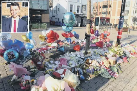  ??  ?? Scores of tributes have been left close to where Connor Brown, inset, was attacked last weekend.