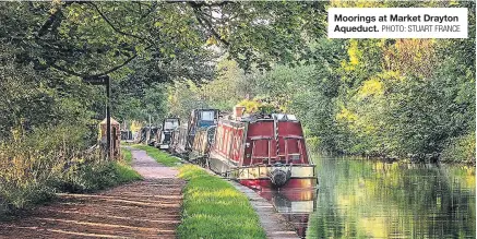  ?? PHOTO: STUART FRANCE ?? Moorings at Market Drayton Aqueduct.