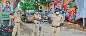  ?? — DC ?? Policemen stand guard outside the house of PCC president A. Revanth Reddy on Monday.