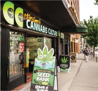  ?? Shuttersto­ck photo ?? Mark Emery’s Cannabis Culture store in Vancouver is one of the many vendors in the area that sells marijuana and various related items.