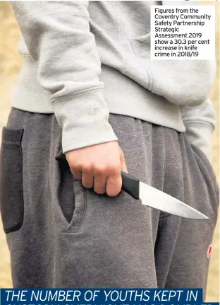  ??  ?? Figures from the Coventry Community Safety Partnershi­p Strategic Assessment 2019 show a 30.3 per cent increase in knife crime in 2018/19