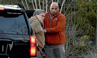  ?? AP ?? Attorney General William Barr arrives at his home in McLean, Virginia yesterday.