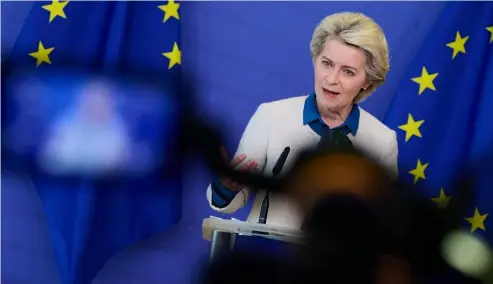  ?? ?? President Ursula von der Leyen said joint procuremen­t of gas will avoid competitio­n between member states.