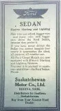  ??  ?? A Saskatchew­an Motor
Co. Ltd. ad.