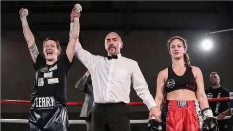  ??  ?? Siobhán O’Leary is confident of a similar outcome this Friday night when she takes on Greek fighter Eftychia Kathopouli in the Gilvenbank Hotel in Glenrothes for the Celtic Nations Title.