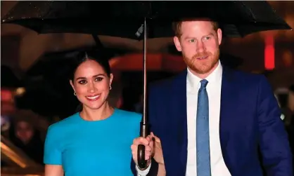  ??  ?? Harry and Meghan in March 2o2o. Photograph: Daniel Leal-Olivas/AFP/Getty Images