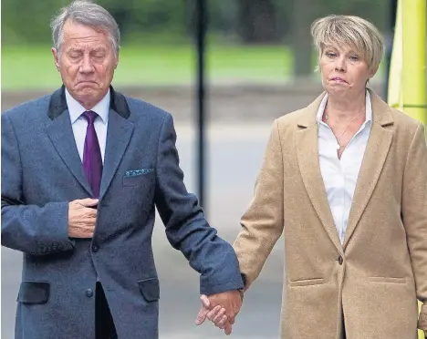  ?? Picture: SWNS ?? Tony and Julie Wadsworth arriving yesterday at Warwick Crown Court, where they face multiple indecent assault charges