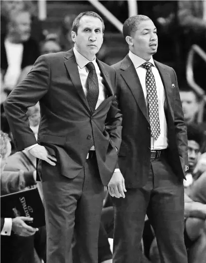  ?? MARK J. REBILAS, USA TODAY SPORTS ?? Despite having the Eastern Conference’s best record, the Cavaliers fired coach David Blatt, left, last week and replaced him with associate head coach Tyronn Lue, right.