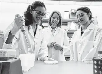  ?? Courtesy Rice University ?? The authors, Kathryn Kundrod, left, Rebecca Richards-Kortum and Mary Natoli , say universiti­es already have the laboratori­es needed to scale up COVID-19 testing.