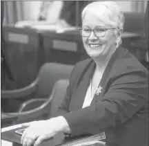  ?? SALTWIRE NETWORK PHOTO ?? Transporta­tion Minister Paula Biggar, shown in the legislatur­e this week, formally apologized in the house on Friday for a curt email written to a francophon­e parent on Nov. 8.