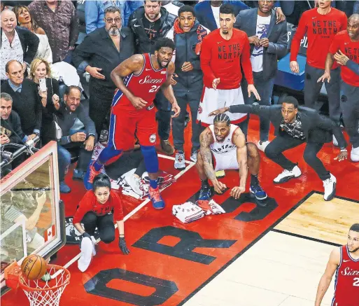  ?? RICK MADONIK TORONTO STAR FILE PHOTO ?? The shot goes up. Time basically stands still. Kawhi Leonard’s four-bounce buzzer beater in Game 7 against Joel Embiid and the Sixers happened a year ago today.