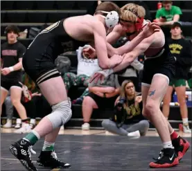  ?? PILOT FILE PHOTO/BEV HARAMIA ?? Plymouth’s Wesley Smith (right) is one of two area wrestlers that qualified for the state finals.