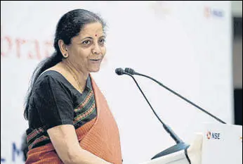  ?? MANOEJ PAATEEL/MINT ?? Finance minister Nirmala Sitharaman at the NSE event in Mumbai on Tuesday.