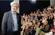  ?? Foto: Wolfgang Diekamp ?? Euphorisch­er Applaus empfing den Regisseur Wim Wenders im ausverkauf­ten Thalia – und auch im Mephisto – zur Präsentati­on seines Papst Films.