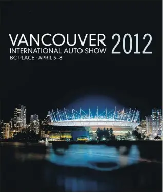  ??  ?? The 2012 Vancouver Internatio­nal Auto Show poster by Becky Joy, a Capilano University student, features the revamped stadium.