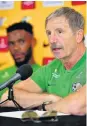  ?? Picture: JOHAN RYNNERS/ GALLO IMAGES ?? TRAINING CONCERNS: Bafana coach Stuart Baxter during the South African national men’s soccer team departure media conference at the Southern Sun, OR Tambo, on Saturday in Johannesbu­rg