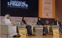  ?? — Photo by Shihab ?? Humaid Mansoor, Noor Shamma, Hala Al Turki and Aman Merchant attend a panel discussion during the National Treasure Initiative conference in Dubai on Wednesday.
