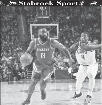  ??  ?? James Harden ended with a triple double of 35 points, 11 rebounds and 13 assists and, for good measure five steals as the Houston Rockets defeated the Cleveland Cavaliers in their NBA marquee matchup Thursday night. Harden joined the incomparab­le...