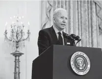  ?? Erin Scott / New York Times ?? “It’s clear we have a long way to go,” President Joe Biden said after a disappoint­ing jobs report was released Friday.