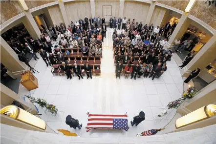  ?? PHOTOS BY LUIS SÁNCHEZ SATURNO/THE NEW MEXICAN ?? About 250 people attended Thursday’s memorial in the Capitol Rotunda for former state Rep. Luciano ‘Lucky’ Varela, who died Saturday at age 82.