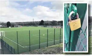  ??  ?? The 3G pitches at the Accrington Stanley Community Trust’s newly completed sports hub, and inset, the padlock