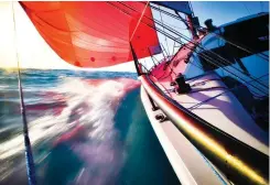  ?? OAKCLIFF SAILING ?? Weegie’s leeward rail parts the Gulf of Mexico as the breeze builds, carrying the crew of the Columbia Carbon 32 at pace toward Havana. PHOTO : FRANCIS KARL GEORGE /