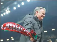  ?? DARREN STAPLES / REUTERS ?? Jose Mourinho celebrates after his Manchester United team drew 1-1 with Celta Vigo in their UEFA Europa League semifinal second-leg match at Old Trafford on Thursday. United advanced to the final 2-1 on aggregate.