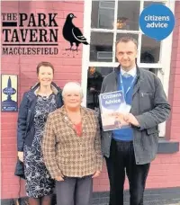  ??  ?? Councillor Janet Jackson, centre, joined Liz Heathcote and Will McKellar, from Citizens Advice, for the screening at the Park Tavern