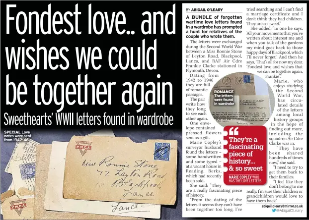  ?? ?? SPECIAL Love notes were sent from 1942-46