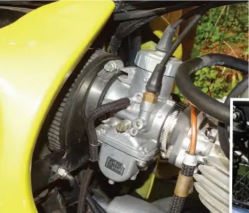  ??  ?? Mikuni carb is possibly even more sophistica­ted than a pair of Monoblocs